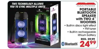 Big 5 Max Power Portable Bluetooth Speaker With Two 4 offer