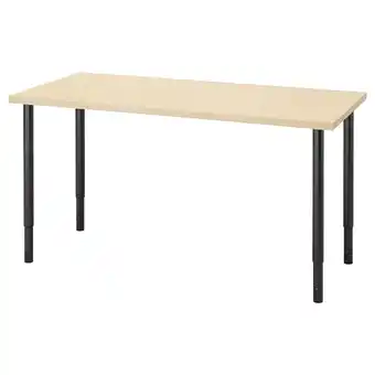 Ikea Mittcirkel / olov Desk, lively pine effect/black, 55 1/8x23 5/8 offer