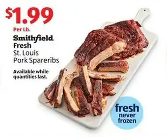 Aldi Smithfield. Fresh St. Louis Pork Spareribs offer