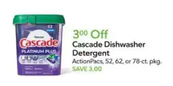 Publix Cascade Dishwasher Detergent offer