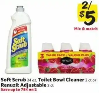 Winn Dixie Soft Scrub 24 oz, Toilet Bowl Cleaner Or Renuzit Adjustable offer