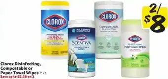 Winn Dixie Clorox Disinfecting, Compostable Or Paper Towel Wipes offer