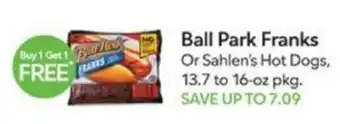 Publix Ball Park Franks Or Sahlen's Hot Dogs, 13.7 to 16-oz pkg offer