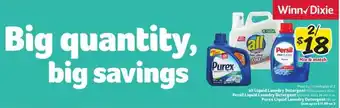 Winn Dixie All Liquid Laundry Detergent, Persil Liquid Laundry Detergent, Purex Liquid Laundry Detergent 195 oz offer