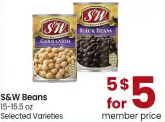 Safeway S&W Beans 15-15.5 oz offer