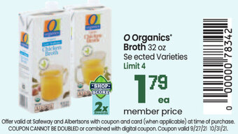 Safeway O Organics Broth 32 oz offer