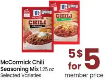 Safeway McCormick Chili Seasoning Mix 1.25 oz offer