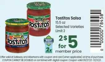 Safeway Tostitos Salsa 15.5 oz offer
