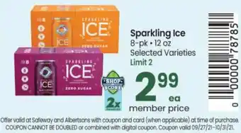 Safeway Sparkling Ice 12 oz offer