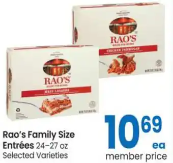 Safeway Rao's Family Size Entrées 24-27 oz offer