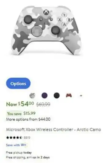 Walmart Microsoft Xbox Wireless Controller - Arctic Camo offer