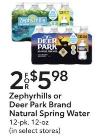 Publix Zephyrhills or Deer Park Brand Natural Spring Water offer