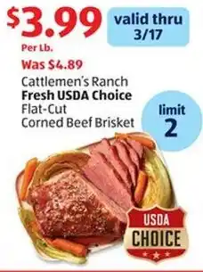 Aldi Cattlemen's Ranch Fresh USDA Choice Flat-Cut Corned Beef Brisket offer