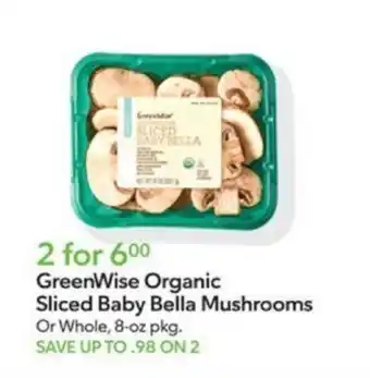 Publix GreenWise Organic Sliced Baby Bella Mushrooms offer