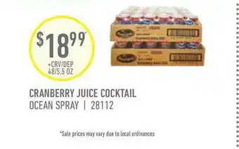 US Foods Chef's Store Cranberry Juice Cocktail offer