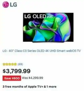 Best Buy LG-83" Class C3 Series OLED 4K UHD Smart webOS TV offer