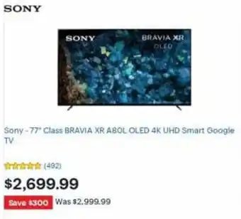 Best Buy Sony-77 Class BRAVIA XR ABOL OLED 4K UHD Smart Google LG-65* Class C3 Series OLED 4K UHD Smart webOS TV offer