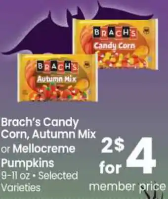 Safeway Brach's Candy Corn, Autumn Mix Or Mellocreme Pumpkins offer