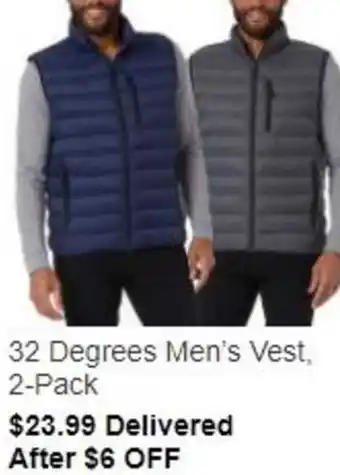 Costco 32 Degrees Men's Vest 2-Pack offer
