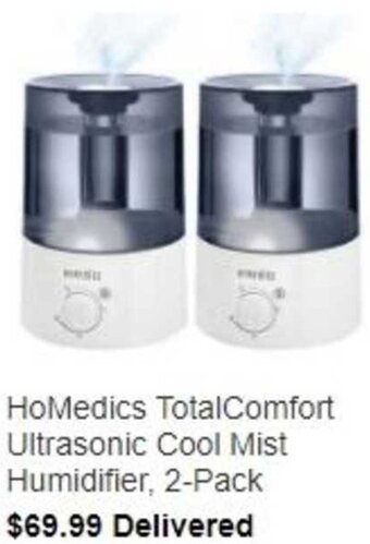 Costco HoMedics TotalComfort Ultrasonic Cool Mist Humidifier 2-Pack offer