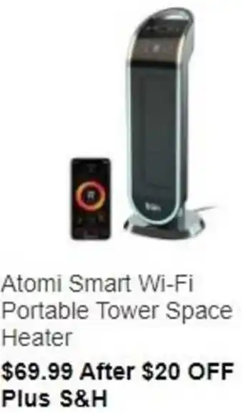 Costco Atomi Smart Wi-Fi Portable Tower Space Heater offer