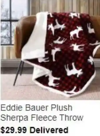 Costco Eddie Bauer Plush Sherpa Fleece Throw offer