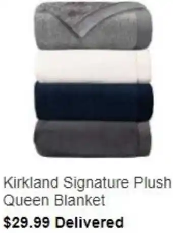 Costco Kirkland Signature Plush Queen Blanket offer