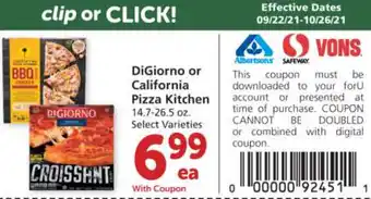 Albertsons DiGiorno Or California Pizza Kitchen 14.7-26.5 oz offer