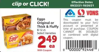 Albertsons Eggo Orignal Or Thick & Fluffy offer