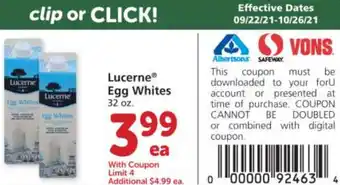 Albertsons Lucerne Egg Whites 32 oz offer