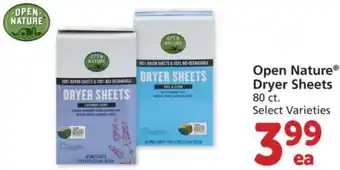 Albertsons Open Nature Dryer Sheets offer
