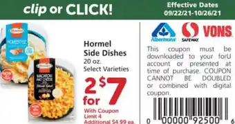 Albertsons Hormel Side Dishes 20 oz offer