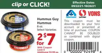 Albertsons Hummus Guy Hummus 8 oz offer