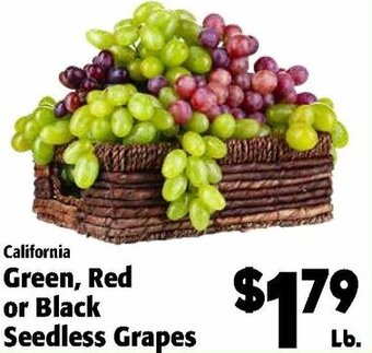 Food Giant Green, Red Or Black Seedless Grapes offer