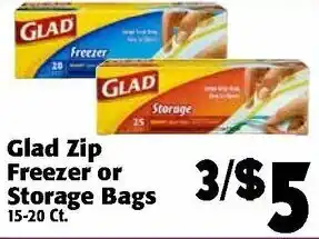 Food Giant Glad Zip Freezer Or Storage Bags offer