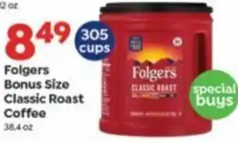 Save a Lot Folgers Bonus Size Classic Roast Coffee 38.4 oz offer