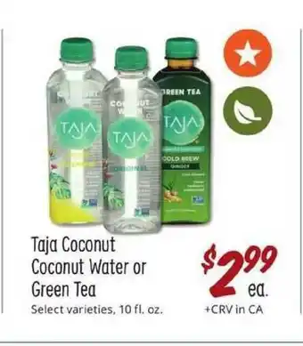 Sprouts Farmers Market Taja Coconut Water Or Green Tea offer