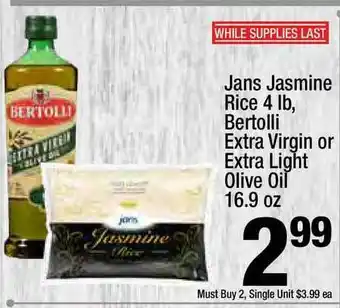 Super King Markets Jans Jasmine Bertolli Extra Virgin Or Extra Light Olive Oil offer