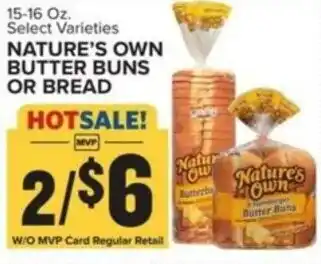 Food Lion NATURE'S OWN BUTTER BUNS OR BREAD offer