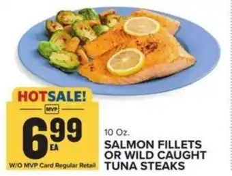 Food Lion 10 Oz. SALMON FILLETS OR WILD CAUGHT TUNA STEAKS offer