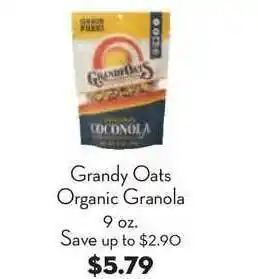 Bristol Farms Grandy Oats Organic Granola offer