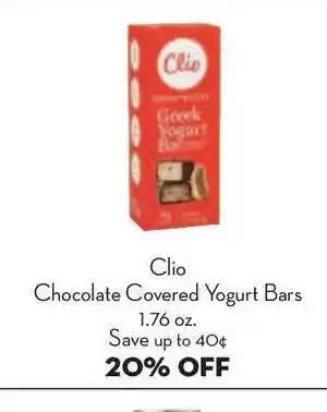 Bristol Farms Clio Chocolate Covered Yogurt Bars offer
