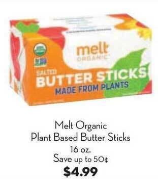 Bristol Farms Melt Organic Plant Based Butter Sticks offer