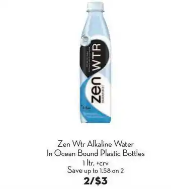 Bristol Farms Zen Wtr Alkaline Water In Ocean Bound Plastic Bottles offer