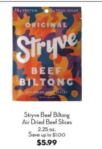 Bristol Farms Stryve Beef Biltong Air Dried Beef Slices offer