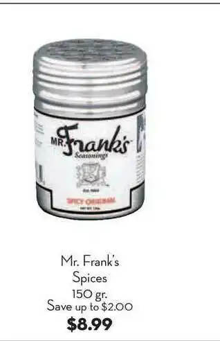 Bristol Farms Mr. Frank's Spices offer