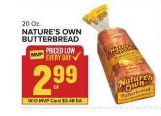 Food Lion Nature's Own Butterbread offer