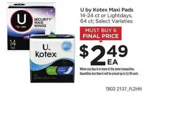 Foods Co U By Kotex Maxi Pads offer