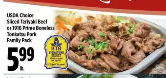 KTA Super Stores Slice Teriyaki Beef Or 1916 Prime Boneless Tonkatsu Pork Family Pack offer