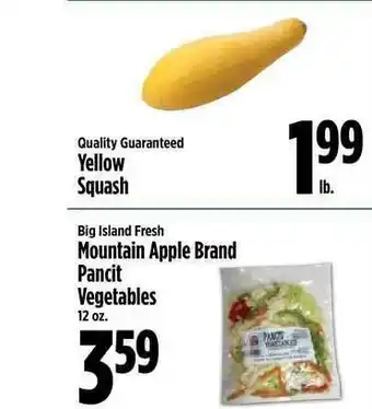 KTA Super Stores Yellow Squash, Mountain Apple Brand Pancit Vegetables offer
